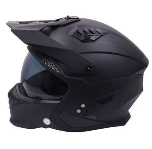Multi Function Motorcycle Full & Open Face Helmet - Matt Black