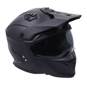 Multi Function Motorcycle Full & Open Face Helmet - Matt Black