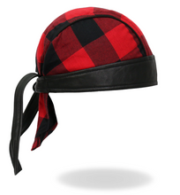 RED Check Flannel with Leather Trim Pre-Tied BREND_3  - Bandana