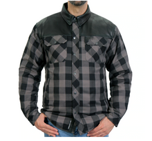 Kevlar Reinforced Leather And Grey Check Flannel Jacket / Shirt