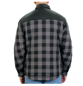 Kevlar Reinforced Leather And Grey Check Flannel Jacket / Shirt