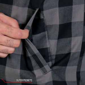 Kevlar Reinforced Leather And Grey Check Flannel Jacket / Shirt