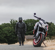 One Piece Waterproof Biker Oversuit Black