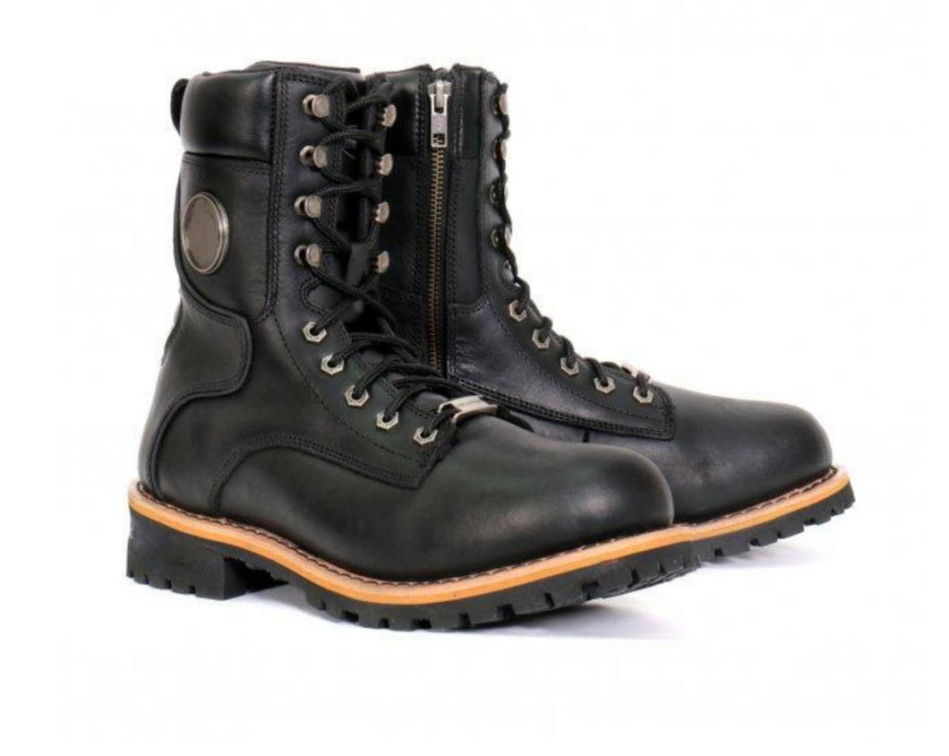 Mens's Two Tone Logger Leather Lace Up Boots BTM1011