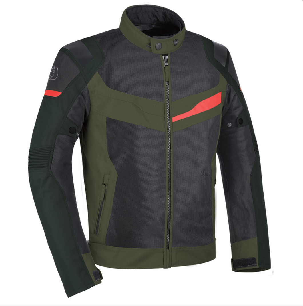 Dakar Waterproof Green Biker Jacket with Elbow & Shoulder Armour