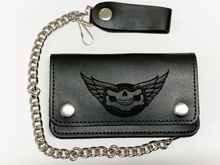  Bi Fold Leather Wallet 5 interior pockets Heavy Duty Chain