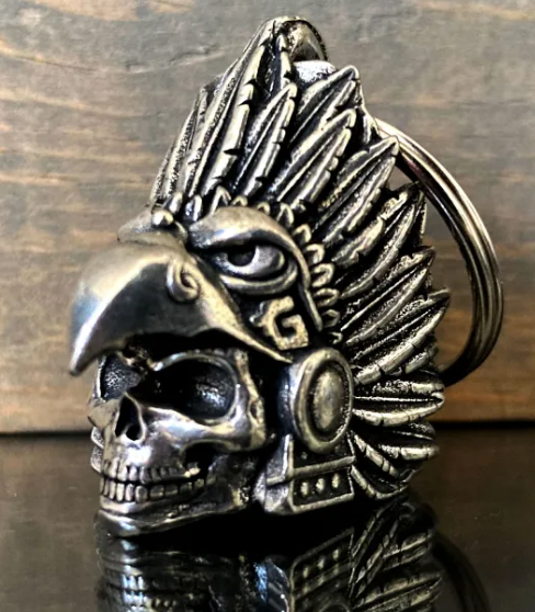 3D Aztec Eagle Warrior Skull Bell