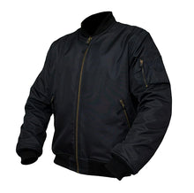 lined BLACK Bomber Jacket with Elbow & Shoulder armour